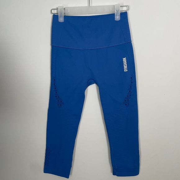 Gymshark Other - Gymshark Blue Energy Seamless Cropped Legging High Rise Contour Size Small